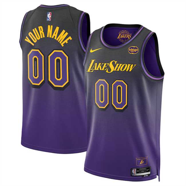 Mens Los Angeles Lakers Active Player Custom Purple 2024-25 City Edition Stitched Basketball Jersey->customized nba jersey->Custom Jersey